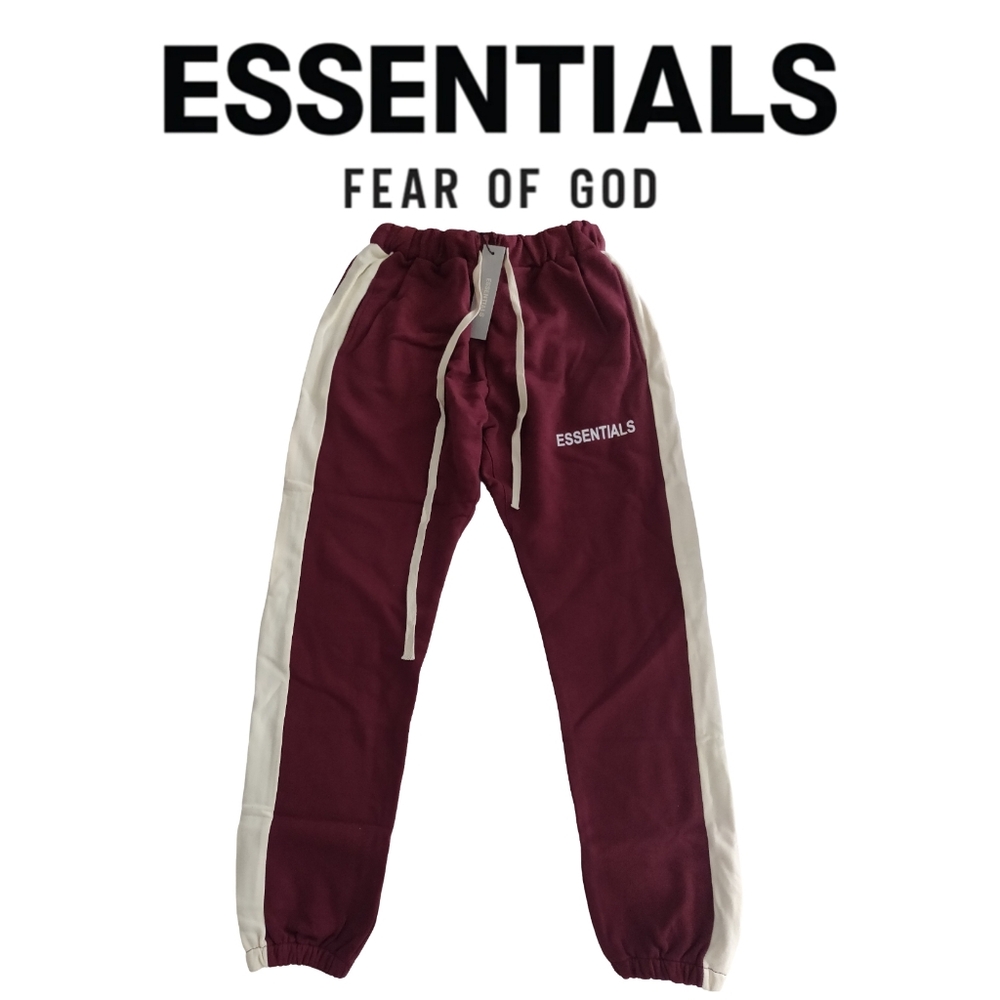 Fear of God Essentials Side Stripe Sweatpants(Burgundy)